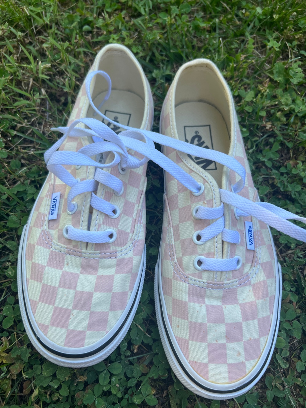 Vans Checkerboard Low Top Sneakers in Pink and Cream